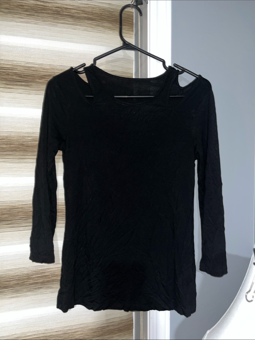 Ardene Black Long Sleeve Cutout Neck Top